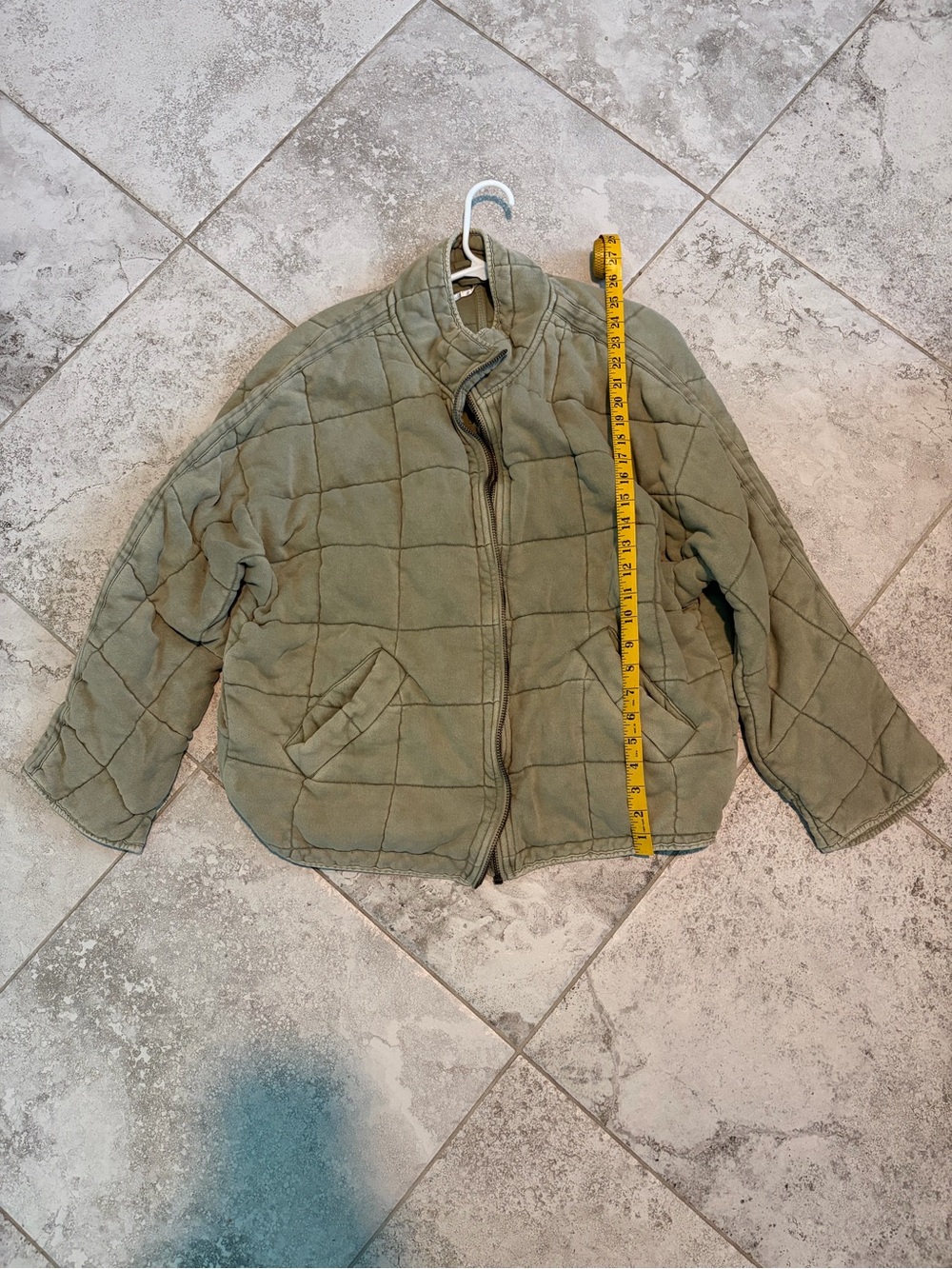 Free People Olive Green Quilted Varsity Jacket